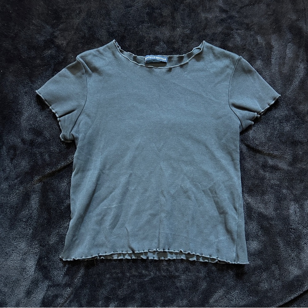 Brandy Melville Black Lettuce-Edge Baby Tee